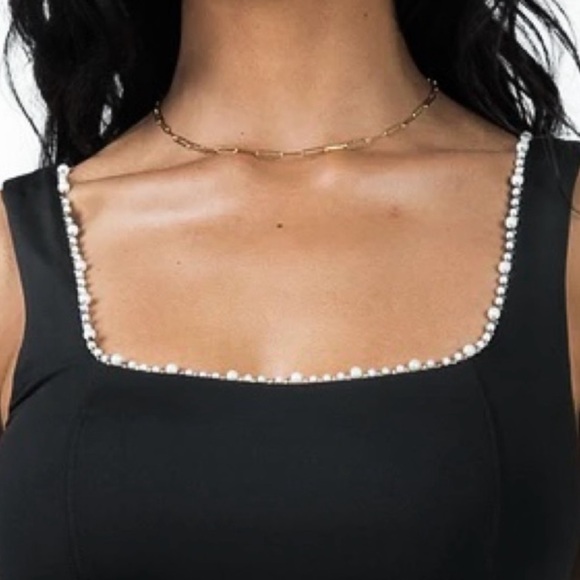 Princess Polly | Dayrell Black Bodysuit with Pearl Trim - Picture 2 of 11